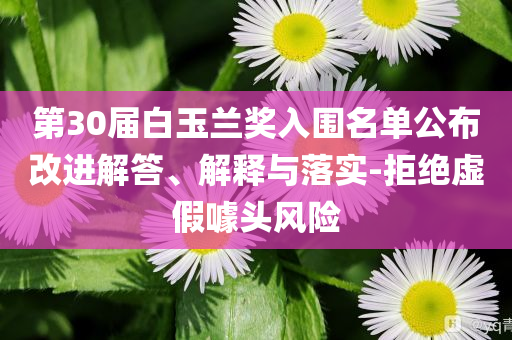 第30屆白玉蘭獎(jiǎng)入圍名單公布改進(jìn)解答、解釋與落實(shí)-拒絕虛假噱頭風(fēng)險(xiǎn)