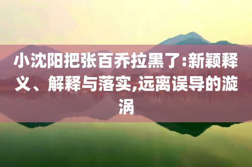小沈陽把張百喬拉黑了:新穎釋義、解釋與落實,遠離誤導的漩渦