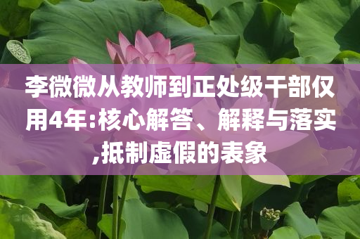 李微微從教師到正處級干部僅用4年:核心解答、解釋與落實,抵制虛假的表象