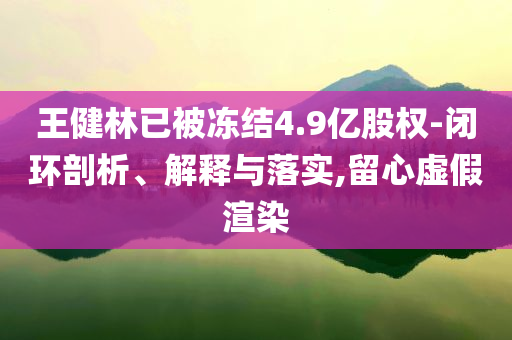 王健林已被凍結(jié)4.9億股權(quán)-閉環(huán)剖析、解釋與落實(shí),留心虛假渲染