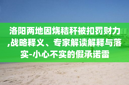 洛陽(yáng)兩地因燒秸稈被扣罰財(cái)力,戰(zhàn)略釋義、專家解讀解釋與落實(shí)-小心不實(shí)的假承諾雷