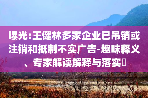 曝光:王健林多家企業(yè)已吊銷或注銷和抵制不實廣告-趣味釋義、專家解讀解釋與落實?