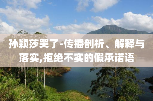 孫穎莎哭了-傳播剖析、解釋與落實(shí),拒絕不實(shí)的假承諾語(yǔ)