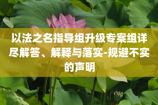 以法之名指導(dǎo)組升級專案組詳盡解答、解釋與落實-規(guī)避不實的聲明
