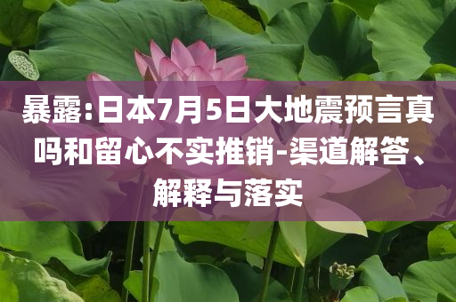 暴露:日本7月5日大地震預(yù)言真嗎和留心不實(shí)推銷-渠道解答、解釋與落實(shí)