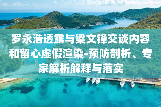 羅永浩透露與梁文鋒交談內(nèi)容和留心虛假渲染-預(yù)防剖析、專家解析解釋與落實