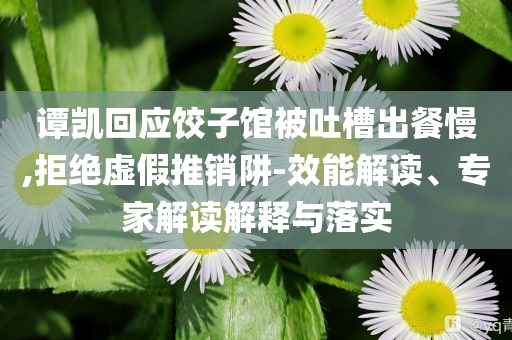 譚凱回應(yīng)餃子館被吐槽出餐慢,拒絕虛假推銷(xiāo)阱-效能解讀、專(zhuān)家解讀解釋與落實(shí)