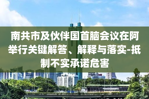南共市及伙伴國首腦會議在阿舉行關(guān)鍵解答、解釋與落實-抵制不實承諾危害