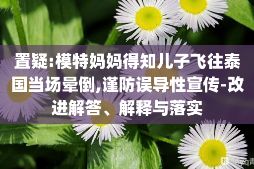 置疑:模特媽媽得知兒子飛往泰國當(dāng)場暈倒,謹防誤導(dǎo)性宣傳-改進解答、解釋與落實