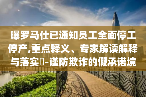 曝羅馬仕已通知員工全面停工停產(chǎn),重點(diǎn)釋義、專家解讀解釋與落實(shí)?-謹(jǐn)防欺詐的假承諾境