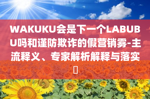 WAKUKU會是下一個LABUBU嗎和謹(jǐn)防欺詐的假營銷霧-主流釋義、專家解析解釋與落實(shí)?