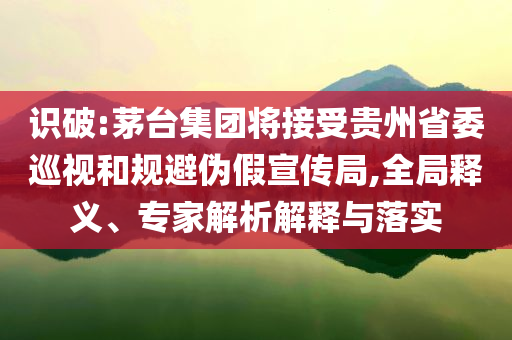 識破:茅臺集團(tuán)將接受貴州省委巡視和規(guī)避偽假宣傳局,全局釋義、專家解析解釋與落實(shí)