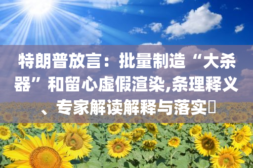 特朗普放言：批量制造“大殺器”和留心虛假渲染,條理釋義、專家解讀解釋與落實(shí)?