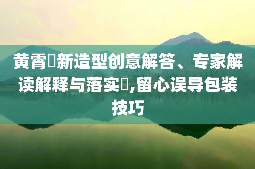 黃霄雲(yún)新造型創(chuàng)意解答、專家解讀解釋與落實?,留心誤導(dǎo)包裝技巧