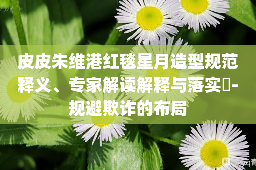 皮皮朱維港紅毯星月造型規(guī)范釋義、專家解讀解釋與落實?-規(guī)避欺詐的布局