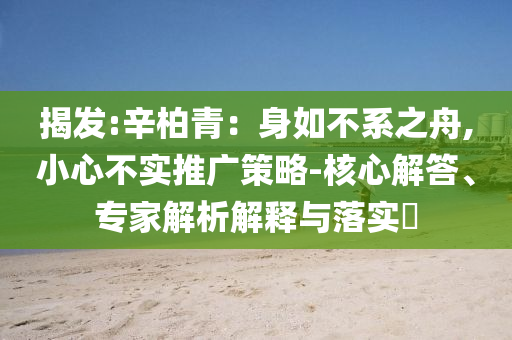 揭發(fā):辛柏青：身如不系之舟,小心不實推廣策略-核心解答、專家解析解釋與落實?