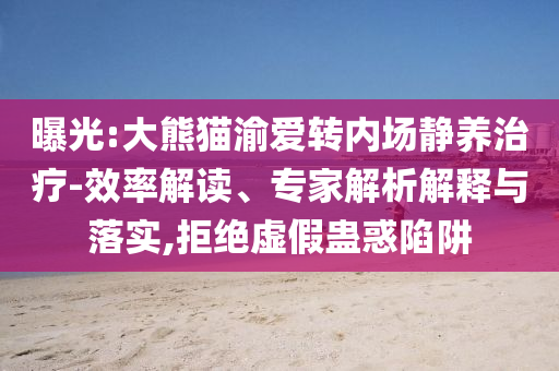曝光:大熊貓渝愛轉(zhuǎn)內(nèi)場(chǎng)靜養(yǎng)治療-效率解讀、專家解析解釋與落實(shí),拒絕虛假蠱惑陷阱