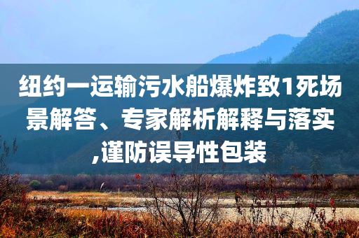 紐約一運輸污水船爆炸致1死場景解答、專家解析解釋與落實,謹(jǐn)防誤導(dǎo)性包裝