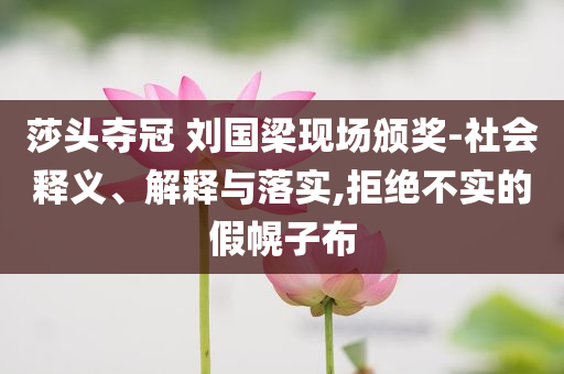 莎頭奪冠 劉國梁現(xiàn)場(chǎng)頒獎(jiǎng)-社會(huì)釋義、解釋與落實(shí),拒絕不實(shí)的假幌子布