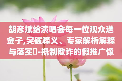 胡彥斌給演唱會每一位觀眾送金子,突破釋義、專家解析解釋與落實?-抵制欺詐的假推廣像