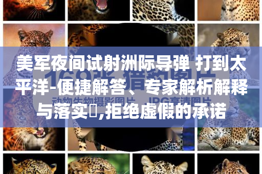 美軍夜間試射洲際導(dǎo)彈 打到太平洋-便捷解答、專家解析解釋與落實?,拒絕虛假的承諾