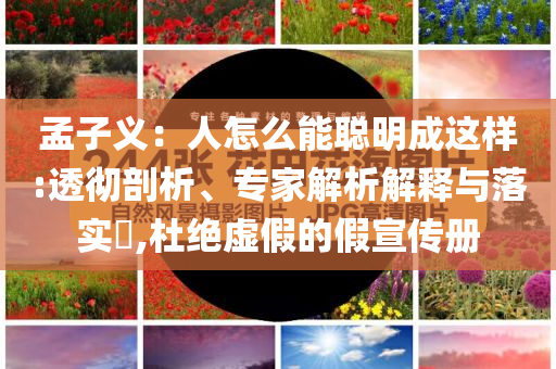 孟子義：人怎么能聰明成這樣:透徹剖析、專家解析解釋與落實?,杜絕虛假的假宣傳冊