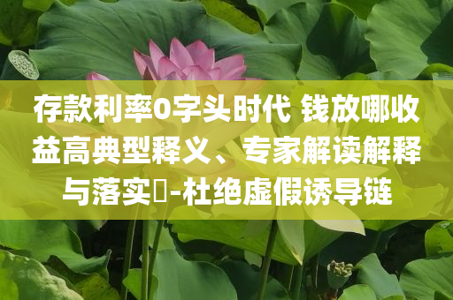 存款利率0字頭時代 錢放哪收益高典型釋義、專家解讀解釋與落實?-杜絕虛假誘導(dǎo)鏈