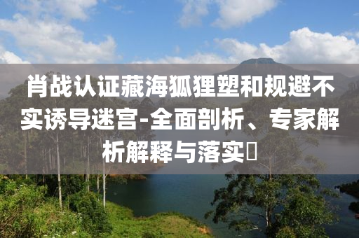 肖戰(zhàn)認(rèn)證藏海狐貍塑和規(guī)避不實誘導(dǎo)迷宮-全面剖析、專家解析解釋與落實?