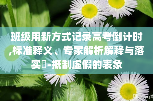 班級用新方式記錄高考倒計時,標(biāo)準(zhǔn)釋義、專家解析解釋與落實?-抵制虛假的表象