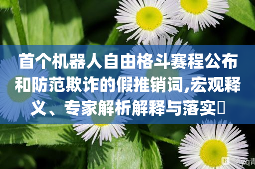 首個機(jī)器人自由格斗賽程公布和防范欺詐的假推銷詞,宏觀釋義、專家解析解釋與落實?