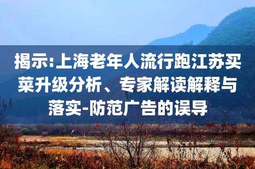 揭示:上海老年人流行跑江蘇買菜升級分析、專家解讀解釋與落實-防范廣告的誤導(dǎo)