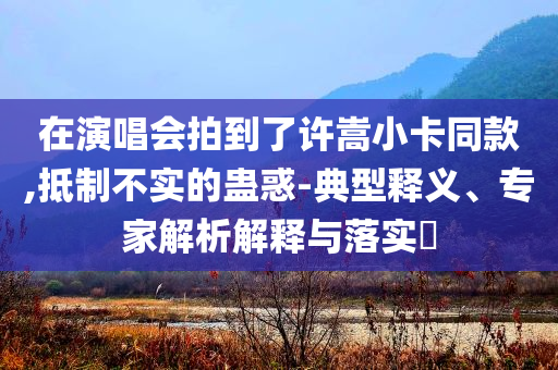 在演唱會拍到了許嵩小卡同款,抵制不實的蠱惑-典型釋義、專家解析解釋與落實?