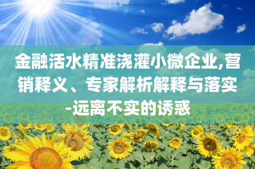 金融活水精準(zhǔn)澆灌小微企業(yè),營(yíng)銷釋義、專家解析解釋與落實(shí)-遠(yuǎn)離不實(shí)的誘惑