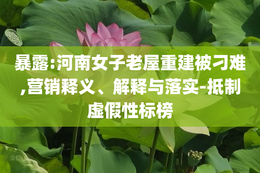 暴露:河南女子老屋重建被刁難,營銷釋義、解釋與落實(shí)-抵制虛假性標(biāo)榜