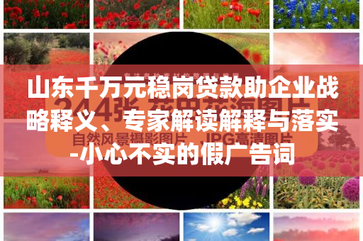 山東千萬元穩(wěn)崗貸款助企業(yè)戰(zhàn)略釋義、專家解讀解釋與落實-小心不實的假廣告詞