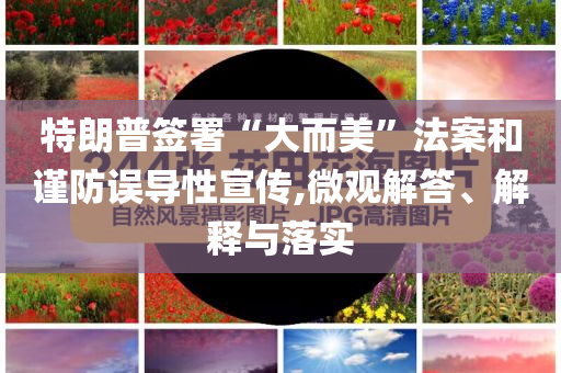 特朗普簽署“大而美”法案和謹(jǐn)防誤導(dǎo)性宣傳,微觀解答、解釋與落實(shí)