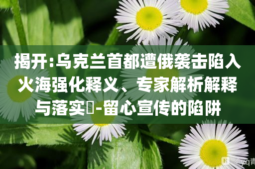 揭開:烏克蘭首都遭俄襲擊陷入火海強化釋義、專家解析解釋與落實?-留心宣傳的陷阱