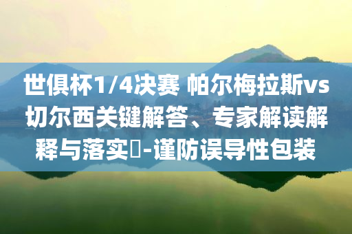 世俱杯1/4決賽 帕爾梅拉斯vs切爾西關(guān)鍵解答、專家解讀解釋與落實(shí)?-謹(jǐn)防誤導(dǎo)性包裝