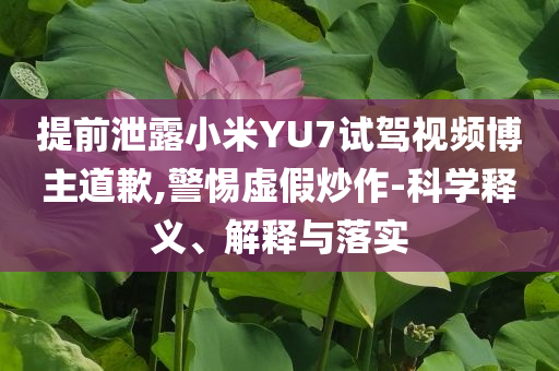 提前泄露小米YU7試駕視頻博主道歉,警惕虛假炒作-科學(xué)釋義、解釋與落實