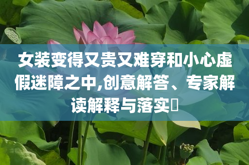 女裝變得又貴又難穿和小心虛假迷障之中,創(chuàng)意解答、專家解讀解釋與落實?