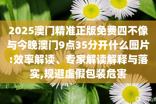 2025澳門精準(zhǔn)正版免費(fèi)四不像與今晚澳門9點(diǎn)35分開(kāi)什么圖片:效率解讀、專家解讀解釋與落實(shí),規(guī)避虛假包裝危害