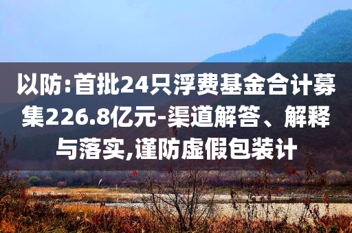 以防:首批24只浮費(fèi)基金合計(jì)募集226.8億元-渠道解答、解釋與落實(shí),謹(jǐn)防虛假包裝計(jì)
