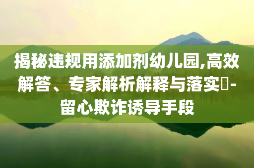 揭秘違規(guī)用添加劑幼兒園,高效解答、專(zhuān)家解析解釋與落實(shí)?-留心欺詐誘導(dǎo)手段