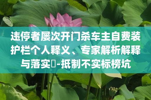 違停者屢次開(kāi)門殺車主自費(fèi)裝護(hù)欄個(gè)人釋義、專家解析解釋與落實(shí)?-抵制不實(shí)標(biāo)榜坑