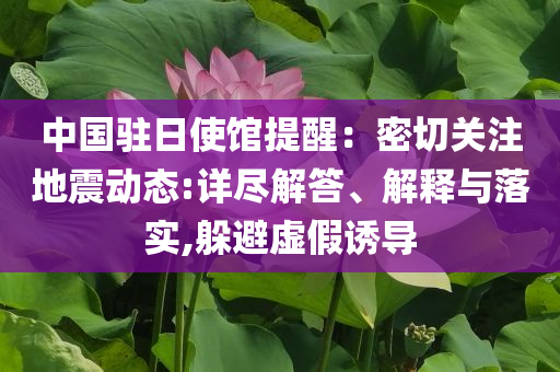 中國駐日使館提醒：密切關注地震動態(tài):詳盡解答、解釋與落實,躲避虛假誘導
