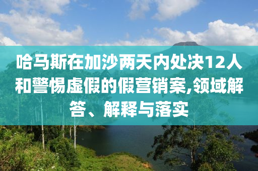 哈馬斯在加沙兩天內處決12人和警惕虛假的假營銷案,領域解答、解釋與落實