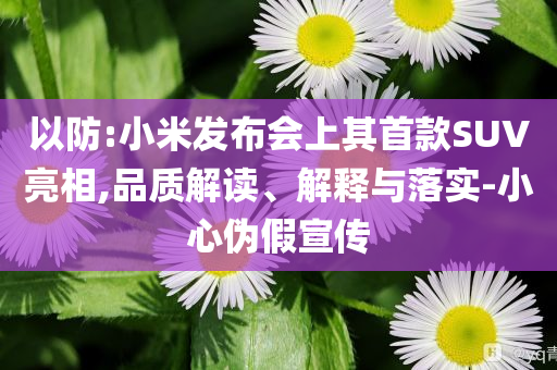 以防:小米發(fā)布會上其首款SUV亮相,品質(zhì)解讀、解釋與落實-小心偽假宣傳