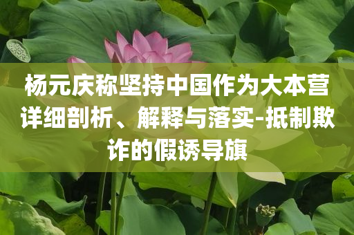 楊元慶稱堅持中國作為大本營詳細(xì)剖析、解釋與落實-抵制欺詐的假誘導(dǎo)旗
