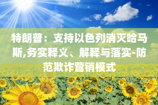 特朗普：支持以色列消滅哈馬斯,務實釋義、解釋與落實-防范欺詐營銷模式