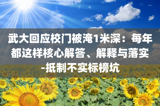 武大回應校門被淹1米深：每年都這樣核心解答、解釋與落實-抵制不實標榜坑